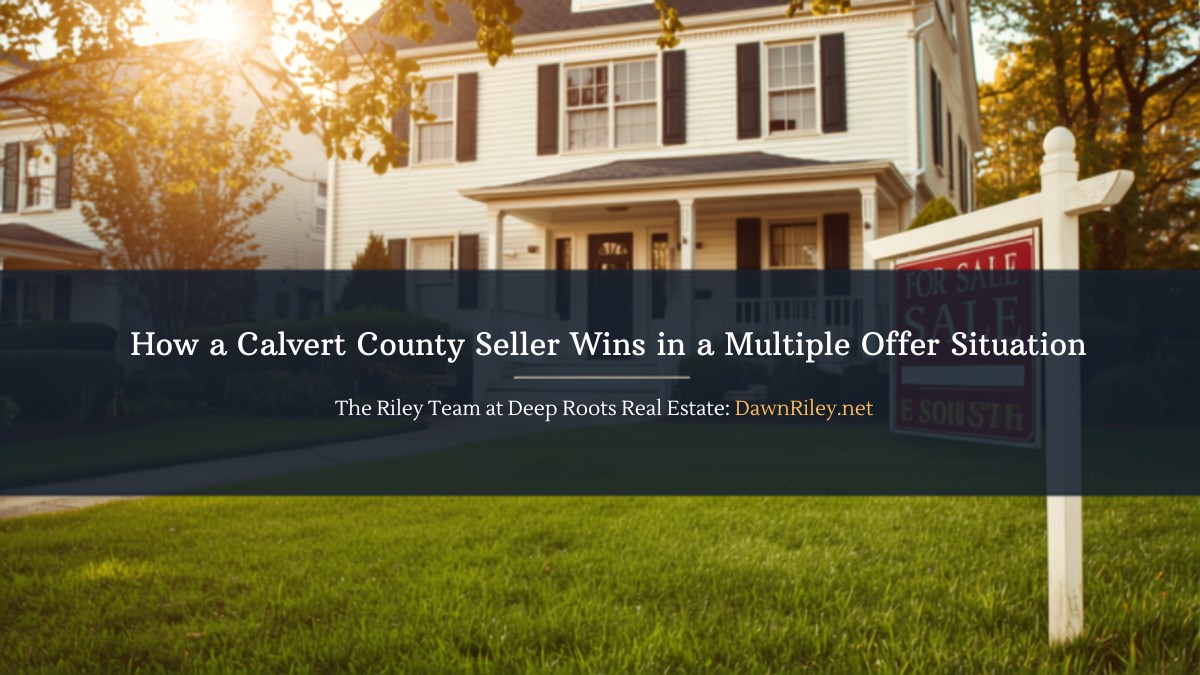 A charming Calvert County Maryland home with a for sale sign fielding multiple offers