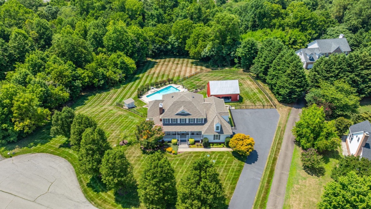 Aerial view of a Calvert County home whose owners are comparing listing agents before selling