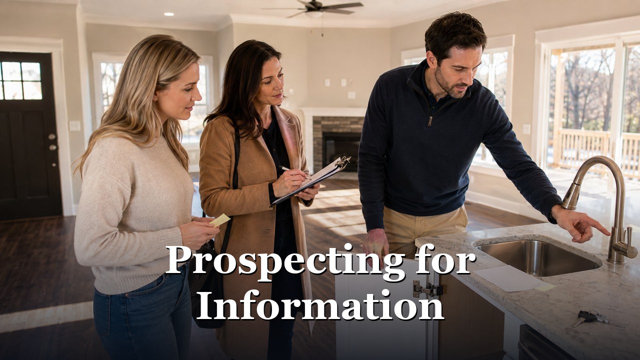 A Calvert County agent asking questions and taking notes with clients during a home visit.