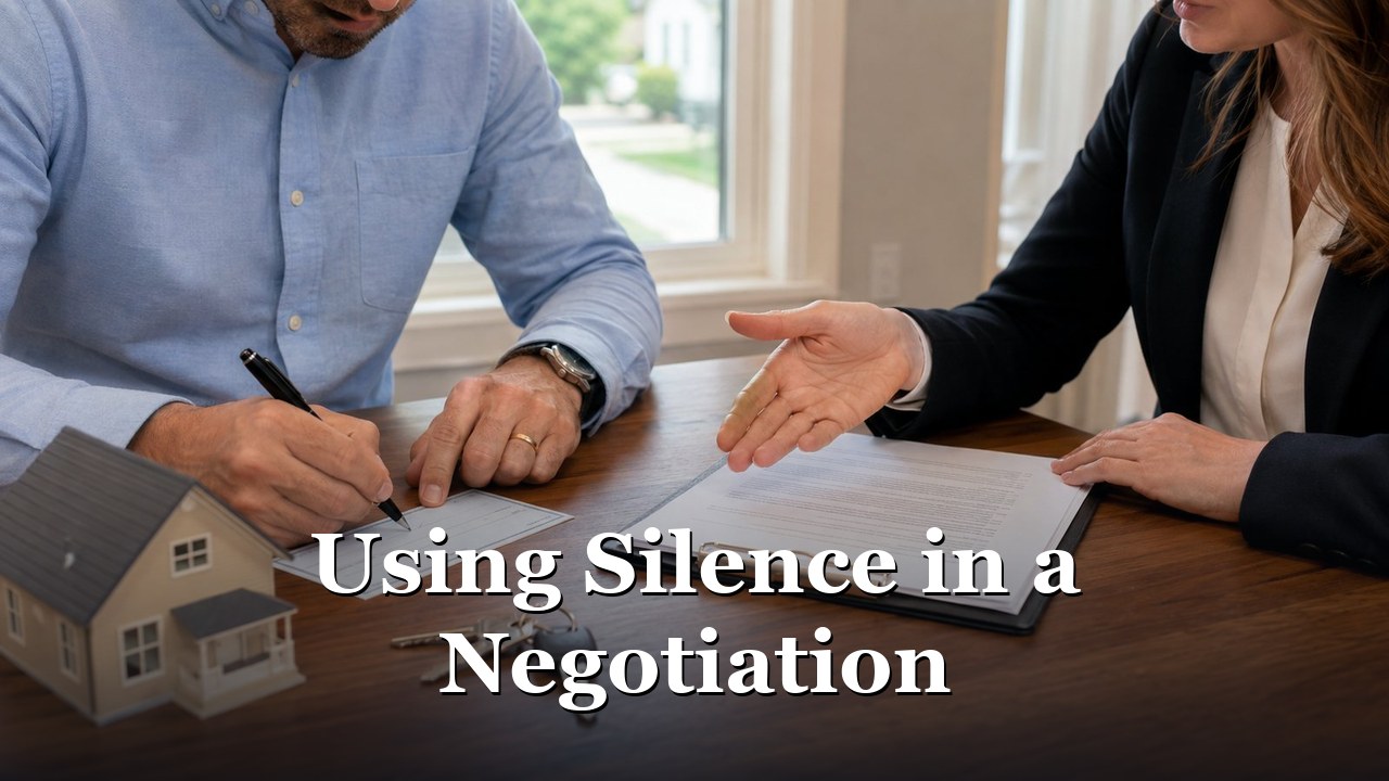 Two parties at a Maryland settlement table, one listening while the other speaks.